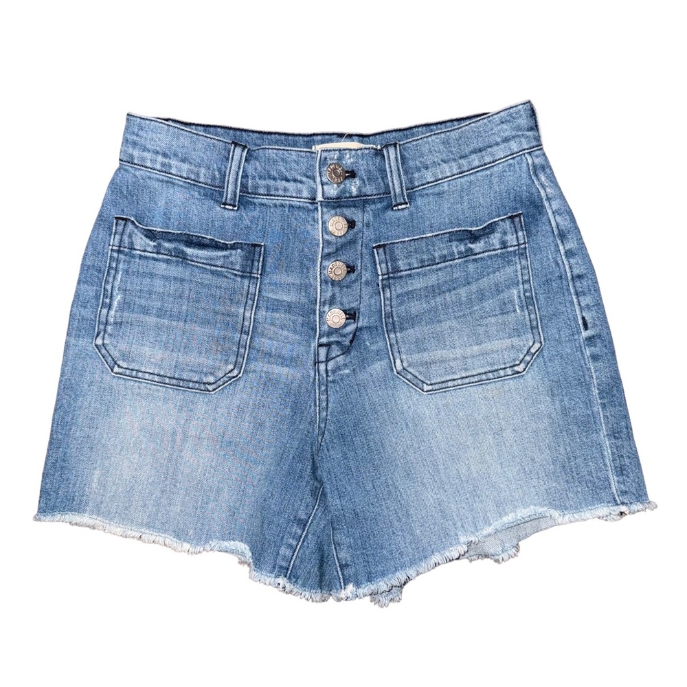 💙💖‎ Madewell High Rise Button Front Frayed Hem Light Wash Jean Shorts